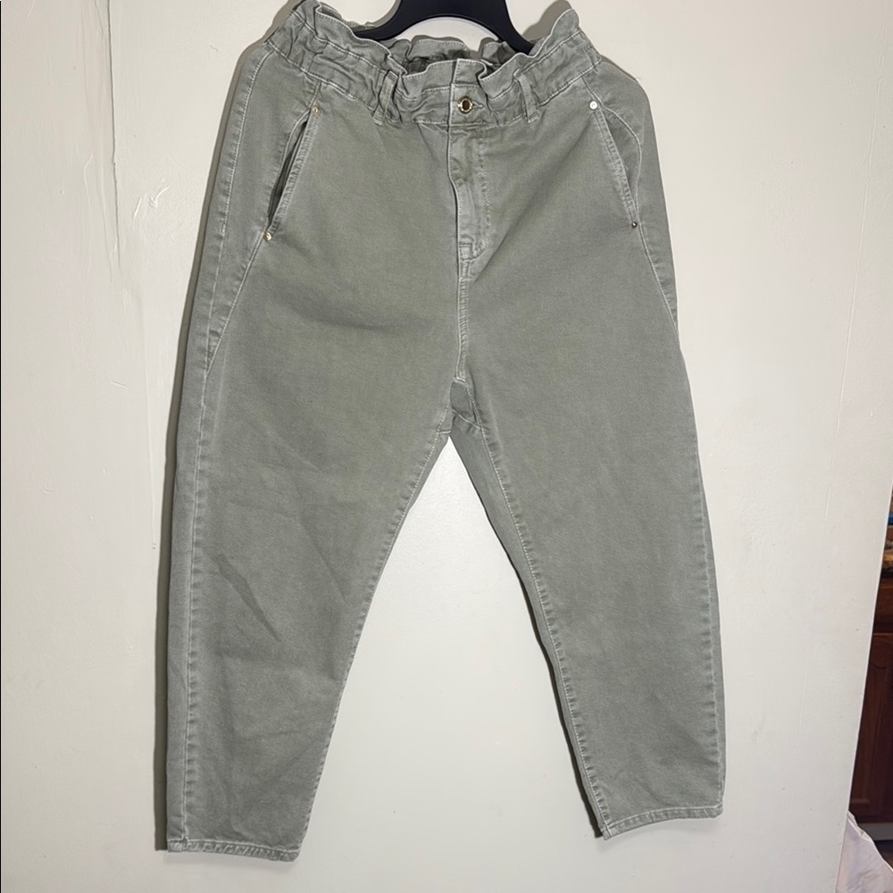 Zara Wide Leg Pants in Olive Green